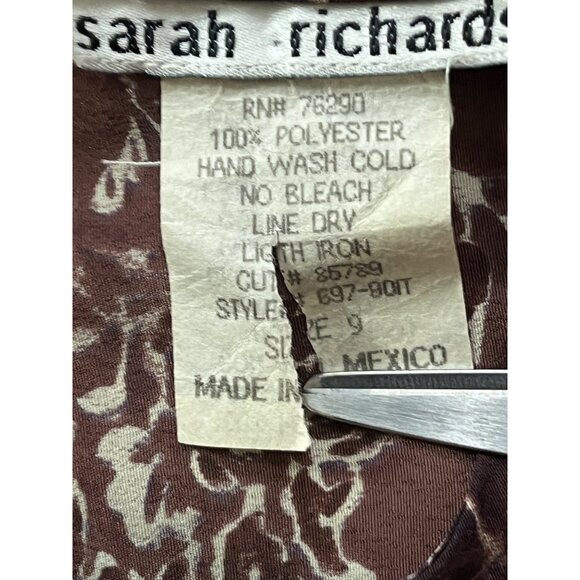 VTG Y2KSarah Richards  Dress Womens 9 Brown Sleeveless Floral Grunge 90s Cottage - Picture 5 of 9